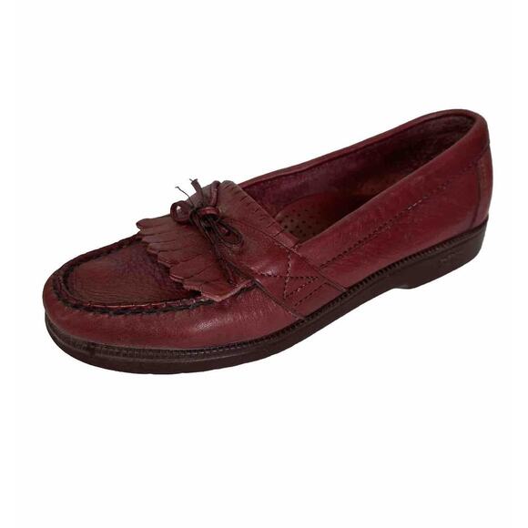 SAS Women's Size 5.5 Kiltie Tassel Fringe Loafer Slip On Burgundy Tripad Comfort - Picture 1 of 9